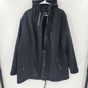 Sebby collection 3x black water resistant wind proof jacket coat womens